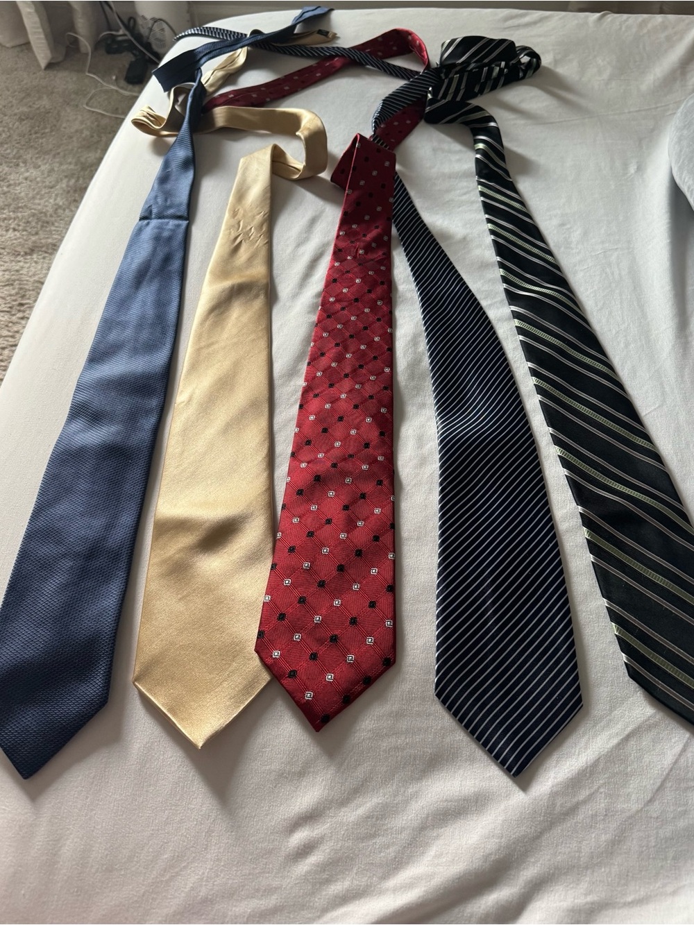 Five-Piece Men's Tie Set — Blue, Cream, Red, Navy, Black